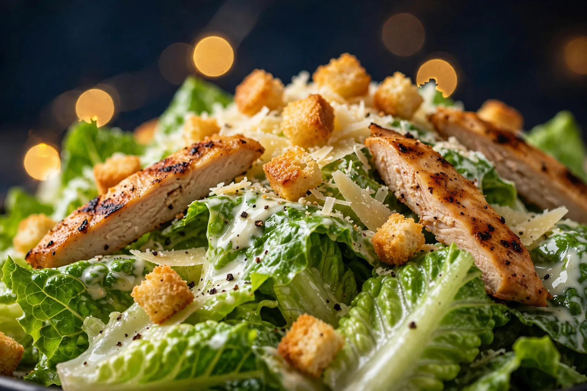 Caesar salad with parmesan and croutons